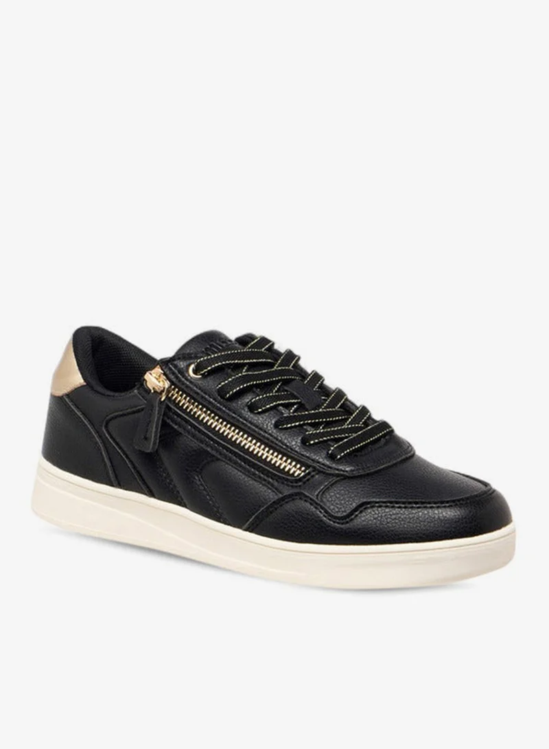 MISSY Women Panelled Sneakers with Zip Detail and Lace-Up Closure
