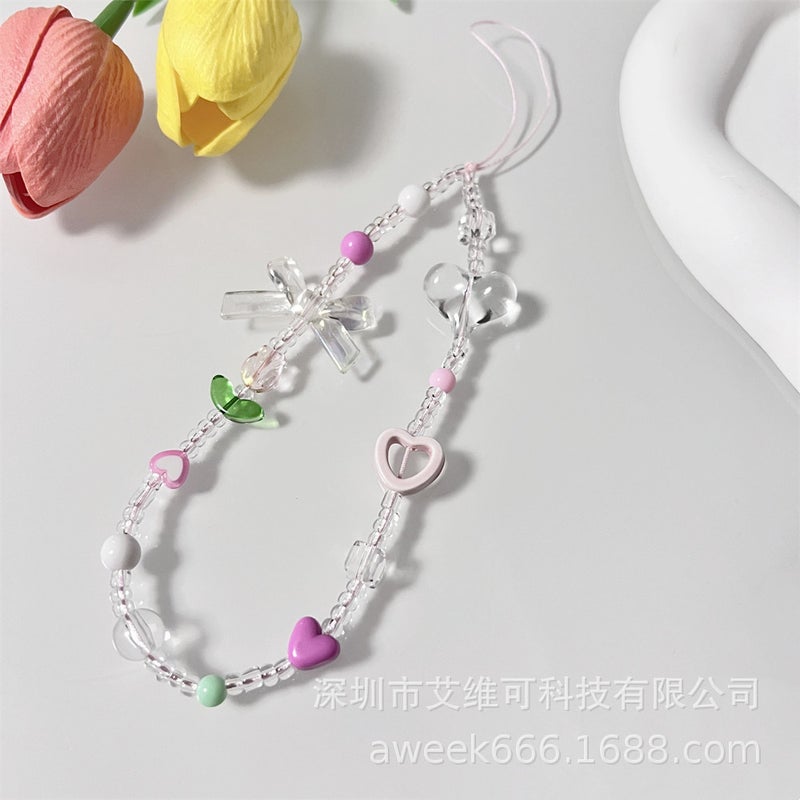 Ins Niche Love Green Leaf Bag Jewelry Anti-drop ccd Chain Universal U Disk Mobile Phone Lanyard Bag Pendant - Image 1