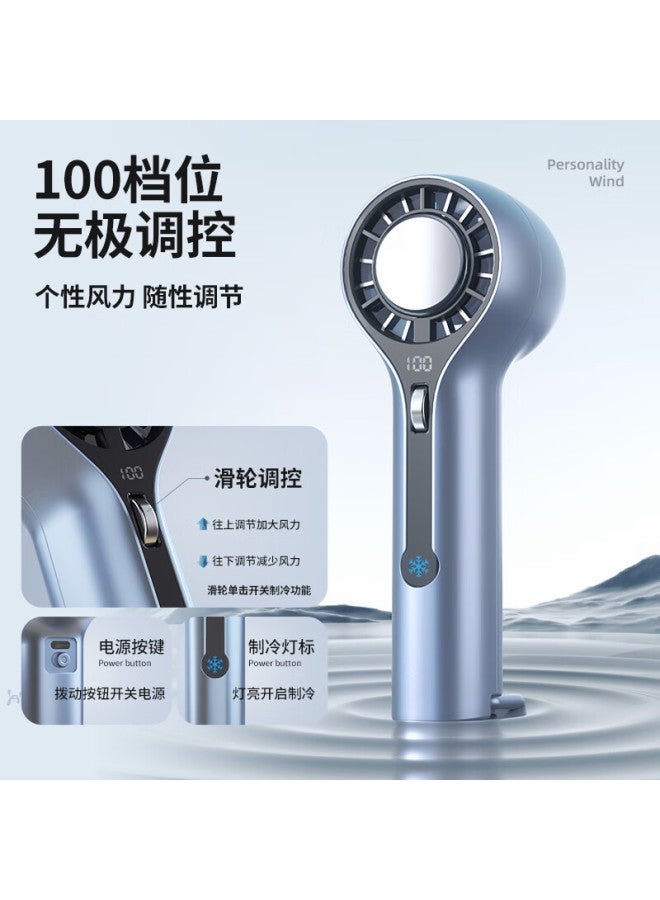 Chuangsi Mi Chuangsimi 100-Speed Cooling Handheld Mini Fan Silent High-Speed Strong Wind Convenient Charging Usb Fan Outdoor Lazy Person Small Fan Ultra-Long Battery Life Glacier White - Image 2