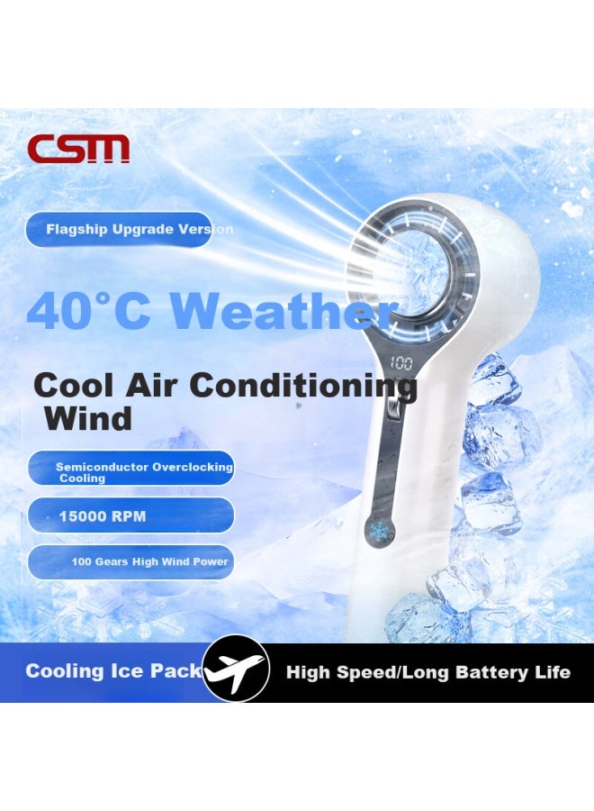 Chuangsi Mi Chuangsimi 100-Speed Cooling Handheld Mini Fan Silent High-Speed Strong Wind Convenient Charging Usb Fan Outdoor Lazy Person Small Fan Ultra-Long Battery Life Glacier White - Image 1