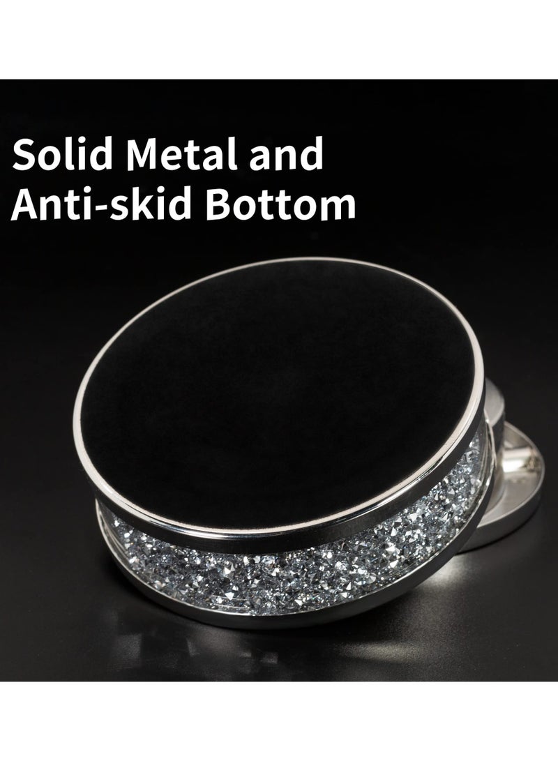 KASTWAVE منفضة سجائر، منفضات رائعة للاستخدام الخارجي، منفضة زجاجية لطيفة للأعشاب، ديكور منزلي من الماس المطحون، منفضة كريستالية لامعة للاستخدام الداخلي، 4"L x 4"W x 1.57"H، فضي - Image 5