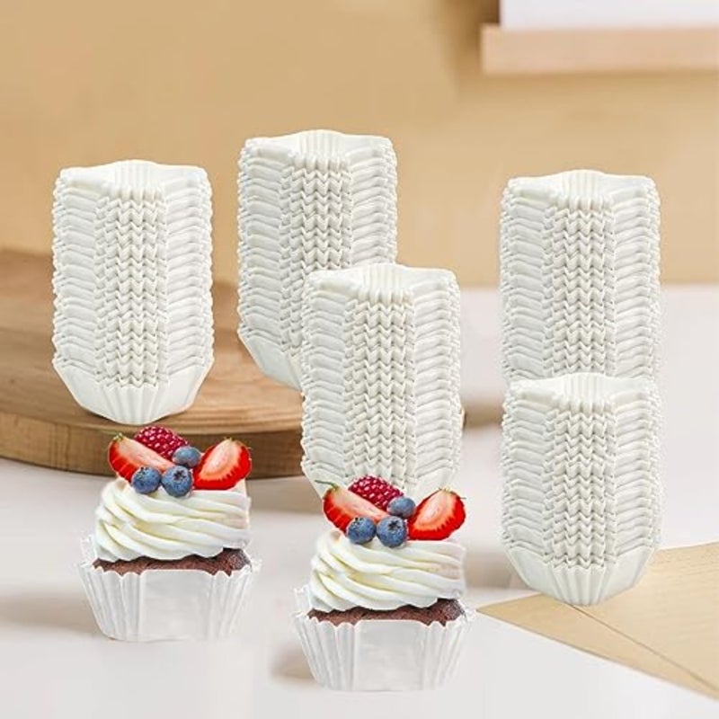 1000 Pcs Square Cupcake Liners Disposable Craft White Baking Cups Square Baking Cups for Baking Pan Liners Paper Baking Cup for Cupcakes and Cup Liners Party Supplies Decoration - Image 4