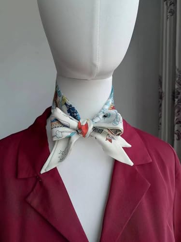 COtheSumay 100% Mulberry Silk Scarf for Handbags,Bags, and Purses,2 Pcs 2"x35" Hair Ribbon Skinny Neck Scarves for Women - Image 5