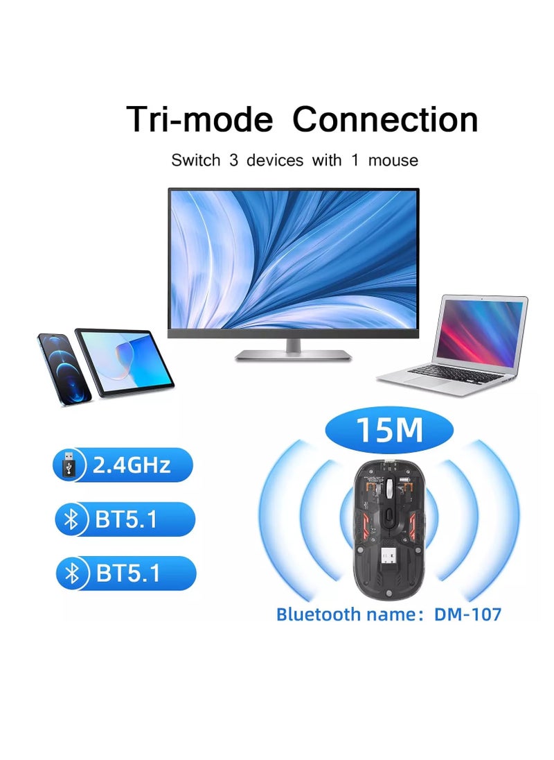 R8 1766 Rechargeable Transparent Dual-Mode Mouse – Bluetooth / 2.4G Wireless Connection – Silent Clik – 6D – Power Saving on/off button – 1600DPI – 500mAh – For Office Business