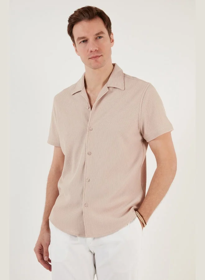 Buratti  Buratti Cotton Blend Open Collar Short Sleeve Regular Fit Shirt Men's SHIRT CF24S115882 for Men | Best Price UAE