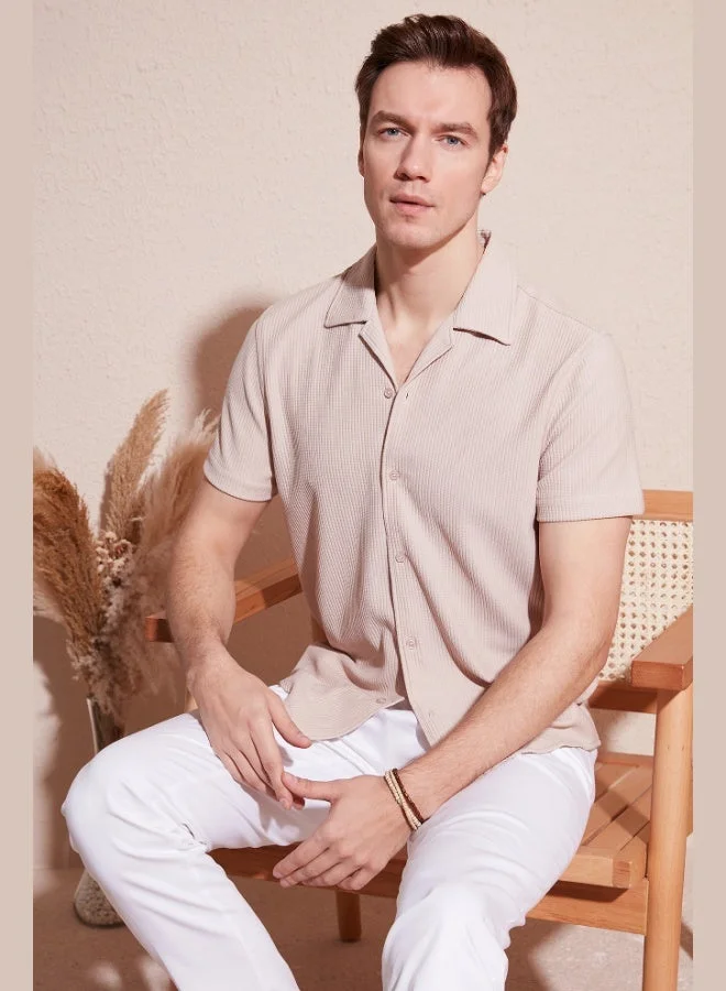 Buratti  Buratti Cotton Blend Open Collar Short Sleeve Regular Fit Shirt Men's SHIRT CF24S115882 for Men | Best Price UAE