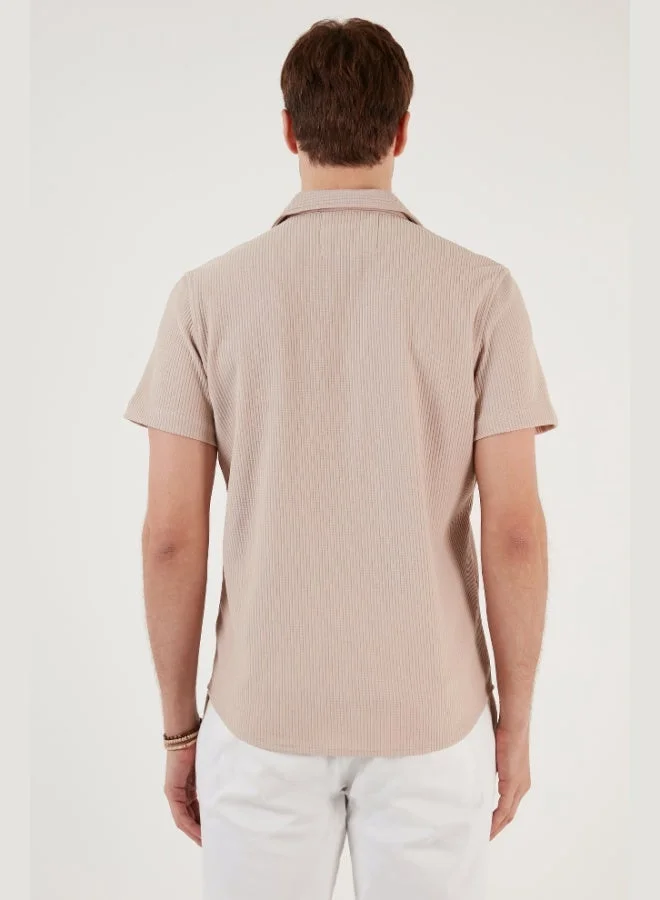 Buratti  Buratti Cotton Blend Open Collar Short Sleeve Regular Fit Shirt Men's SHIRT CF24S115882 for Men | Best Price UAE