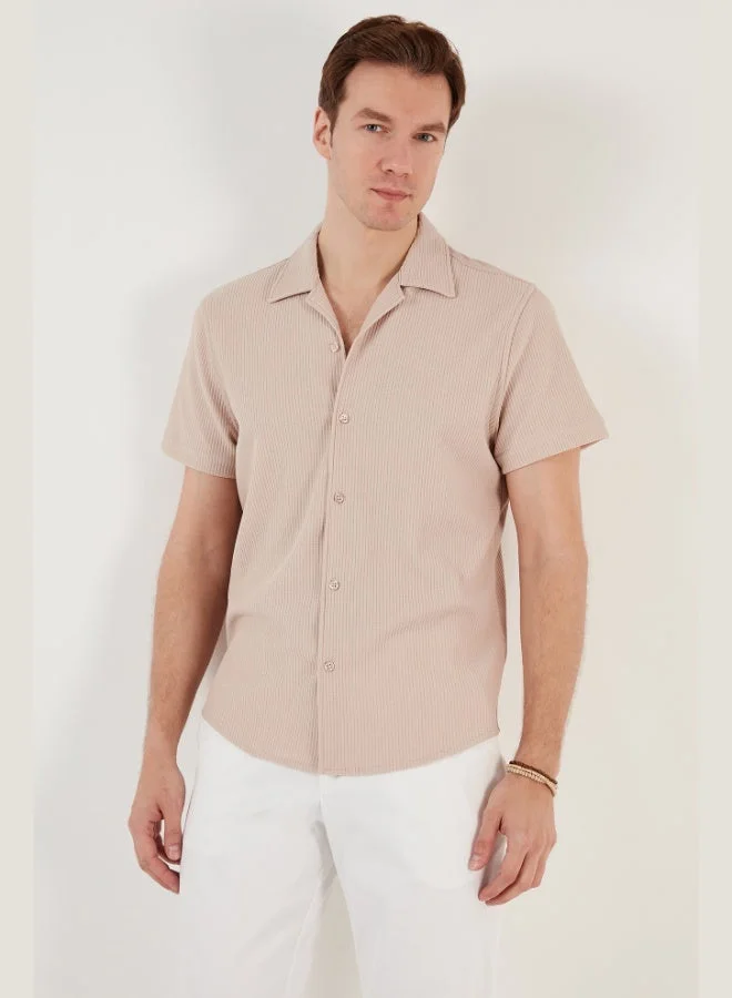 Buratti  Buratti Cotton Blend Open Collar Short Sleeve Regular Fit Shirt Men's SHIRT CF24S115882 for Men | Best Price UAE