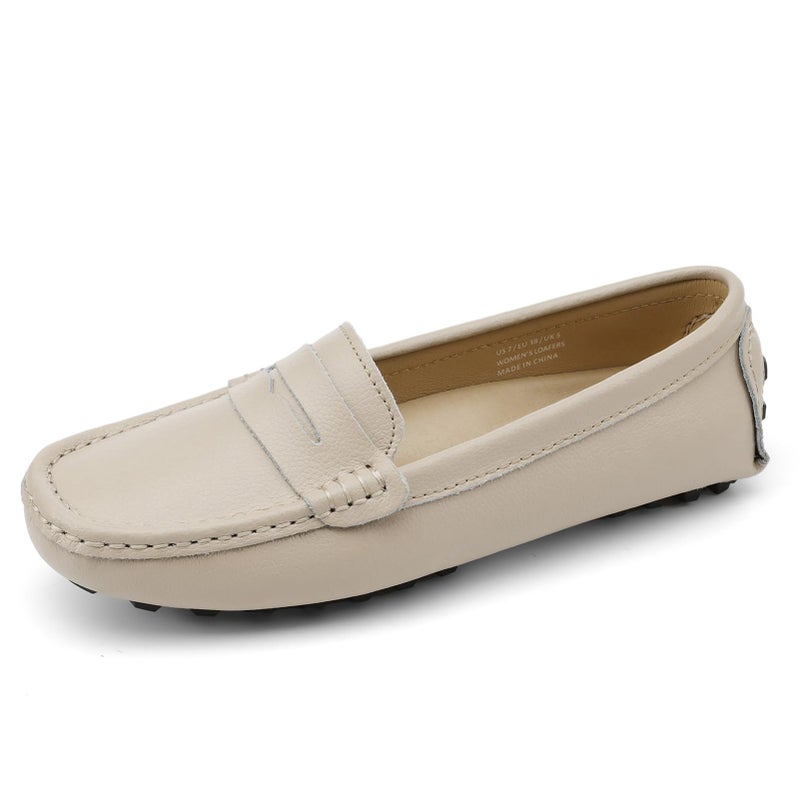 Artisure Women's Classic Handsewn Nude Genuine Leather Penny Loafers Driving Moccasins Casual Boat Shoes Slip On Fashion Office Comfort Flats 6 M US SKS-1221LUO060 - Image 4