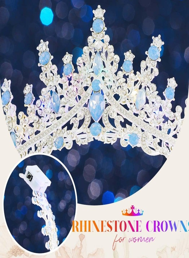 Brishow Light Up Bridal Wedding Rhinestone Tiaras, Crystal Prom Peagant Crowns, Sparkly Homecoming Headband for Women (Silver-Opal) - Image 4