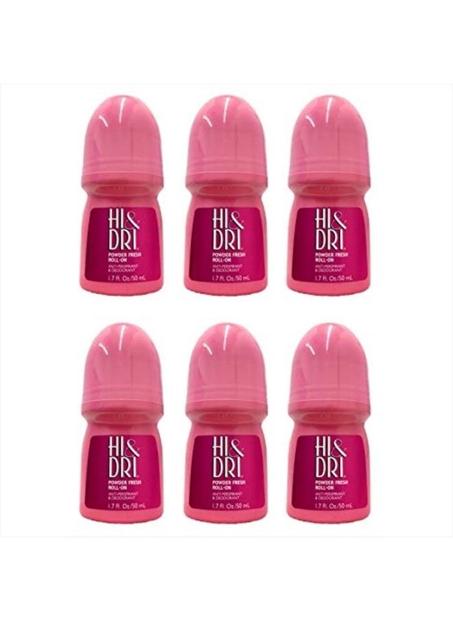 Hi & Dri - Anti Perspirant Deodorant Roll On Powder Fresh 1.7 oz (Pack of 6) - Image 1
