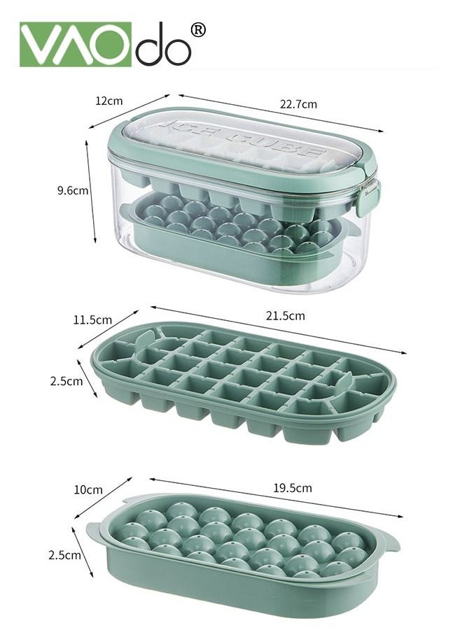 4PCS Ice Cube Tray with Lid and Bin 54 Compartments Ice Cube Trays With Ice Scoop Airtight Anti-BPA Ice Cube Molds BPA Free Stackable Spill-Proof DIY Ice Cube Molds Green
