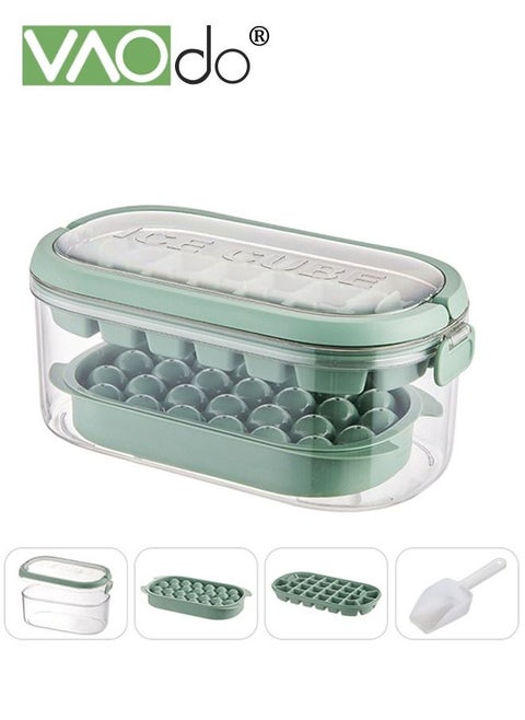 4PCS Ice Cube Tray with Lid and Bin 54 Compartments Ice Cube Trays With Ice Scoop Airtight Anti-BPA Ice Cube Molds BPA Free Stackable Spill-Proof DIY Ice Cube Molds Green