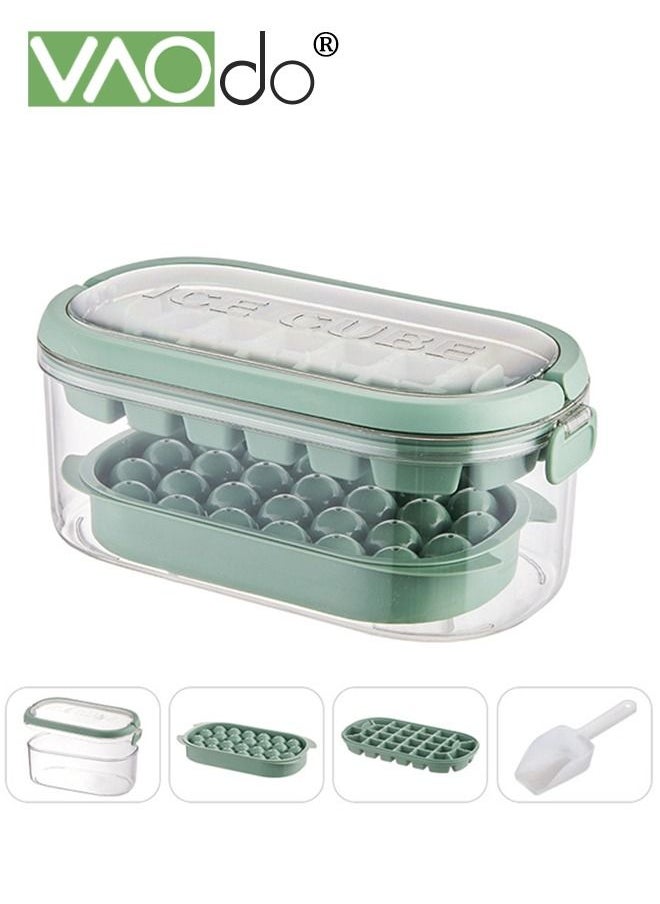 4PCS Ice Cube Tray with Lid and Bin 54 Compartments Ice Cube Trays With Ice Scoop Airtight Anti-BPA Ice Cube Molds BPA Free Stackable Spill-Proof DIY Ice Cube Molds Green