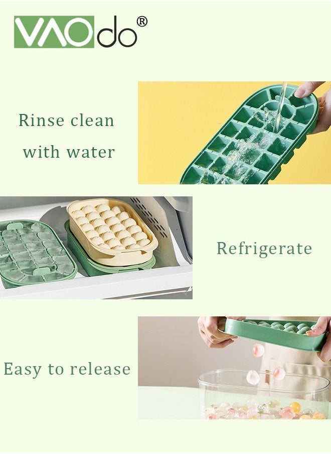 4PCS Ice Cube Tray with Lid and Bin 54 Compartments Ice Cube Trays With Ice Scoop Airtight Anti-BPA Ice Cube Molds BPA Free Stackable Spill-Proof DIY Ice Cube Molds Green