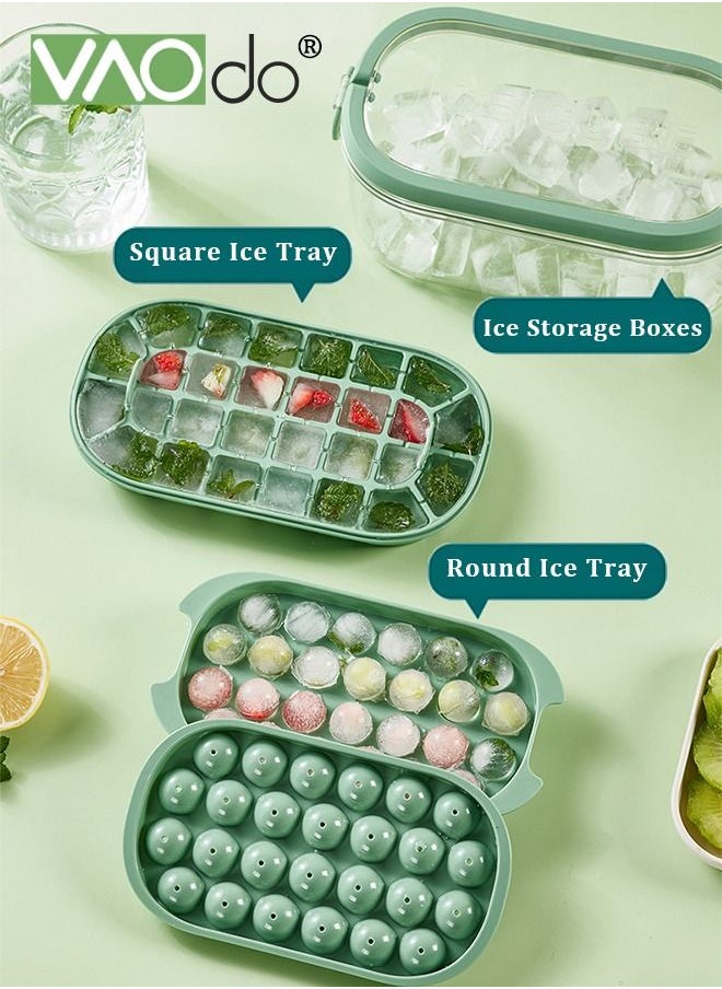 4PCS Ice Cube Tray with Lid and Bin 54 Compartments Ice Cube Trays With Ice Scoop Airtight Anti-BPA Ice Cube Molds BPA Free Stackable Spill-Proof DIY Ice Cube Molds Green