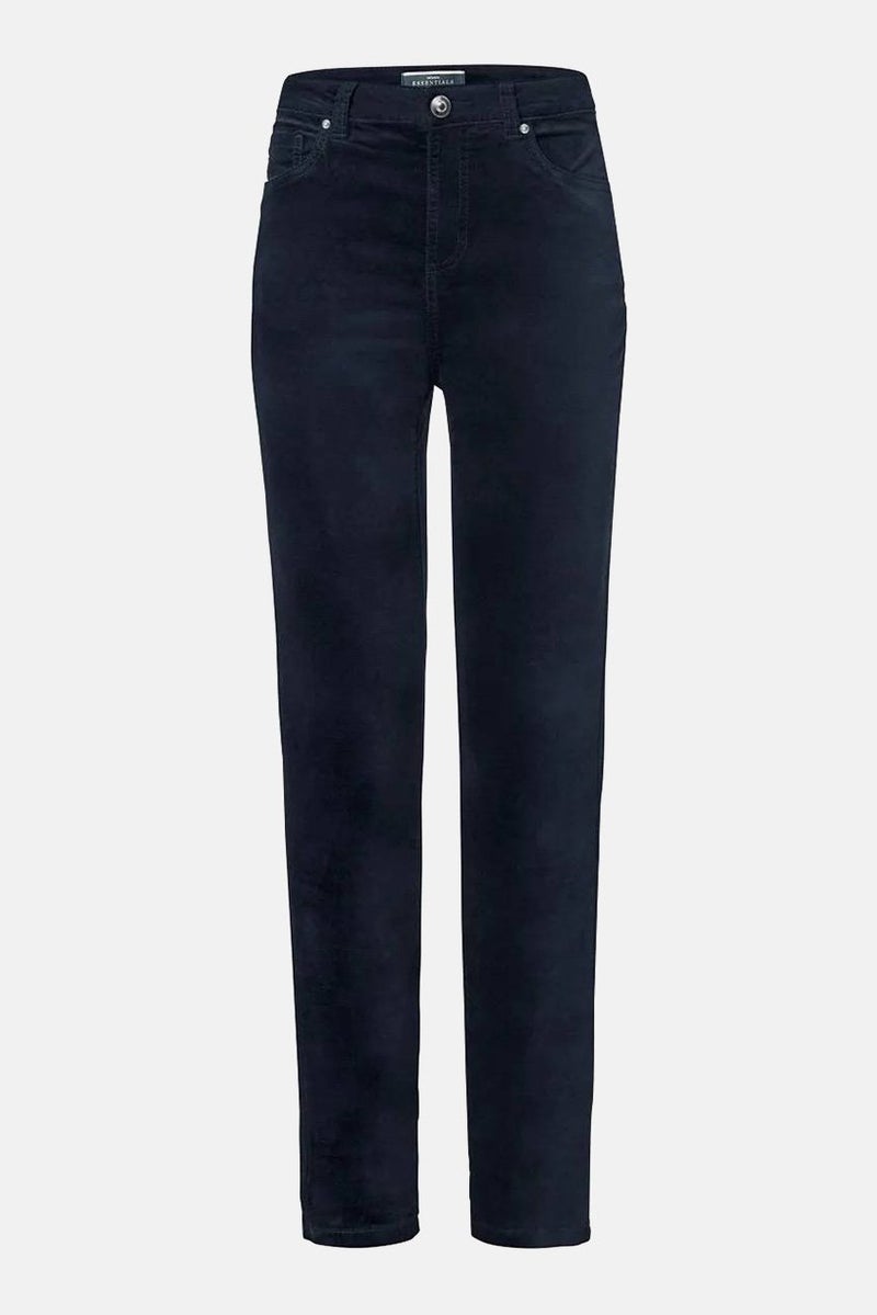 Tchibo سروال نسائي ضيق من المخمل قابل للتمدد، أزرق داكن - Image 2