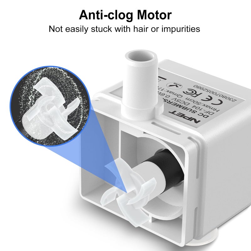 NPET Replacement Pump for Cat Water Fountain, Compatible with NPET WF050/WF020TP Pet Water Fountain - Image 2