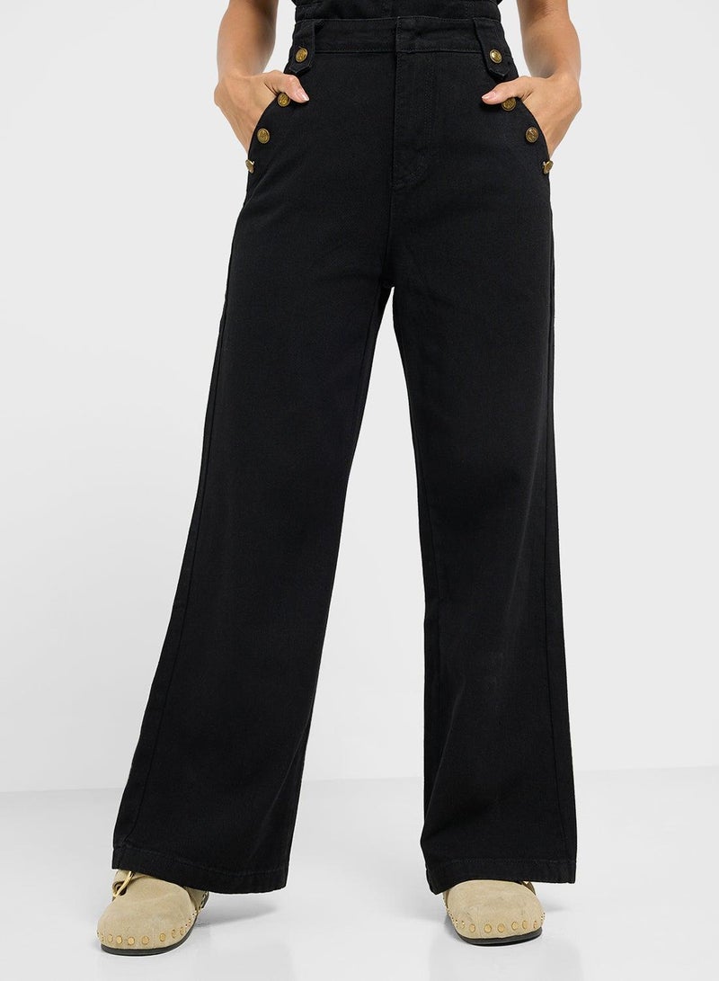 Ginger Button Up Denim Vest & Wide Fit Jeans Coord Set - Image 4
