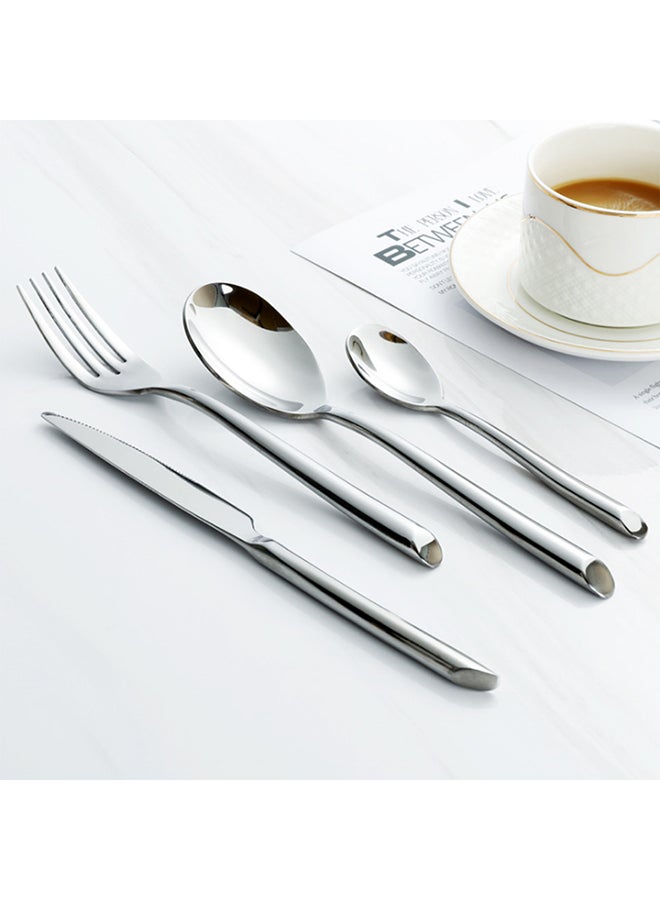 4-Piece Stainless Steel Modern Flatware Set Silver 24.5x5.5x3.5centimeter - Image 3