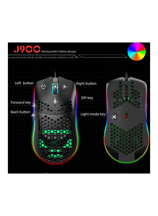 J900 USB Wired Gaming Mouse Black/Green - Image 3