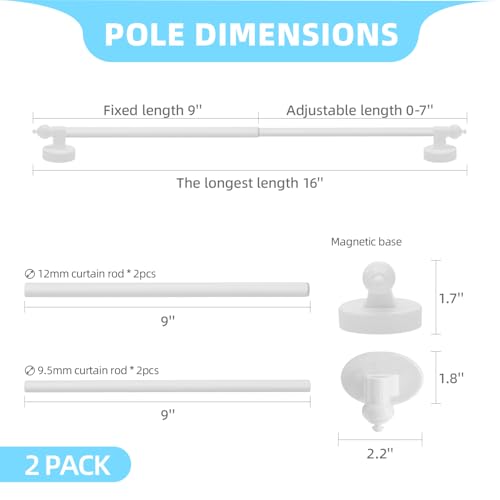 WL.Rocaille Magnetic Curtain Rods for Metal Doors and Window, Multi-Use Adjustable Appliances for Iron and Steel Place, Magnetic Towel Bar 9 to 16 Inch, 2 pack, White - Image 5