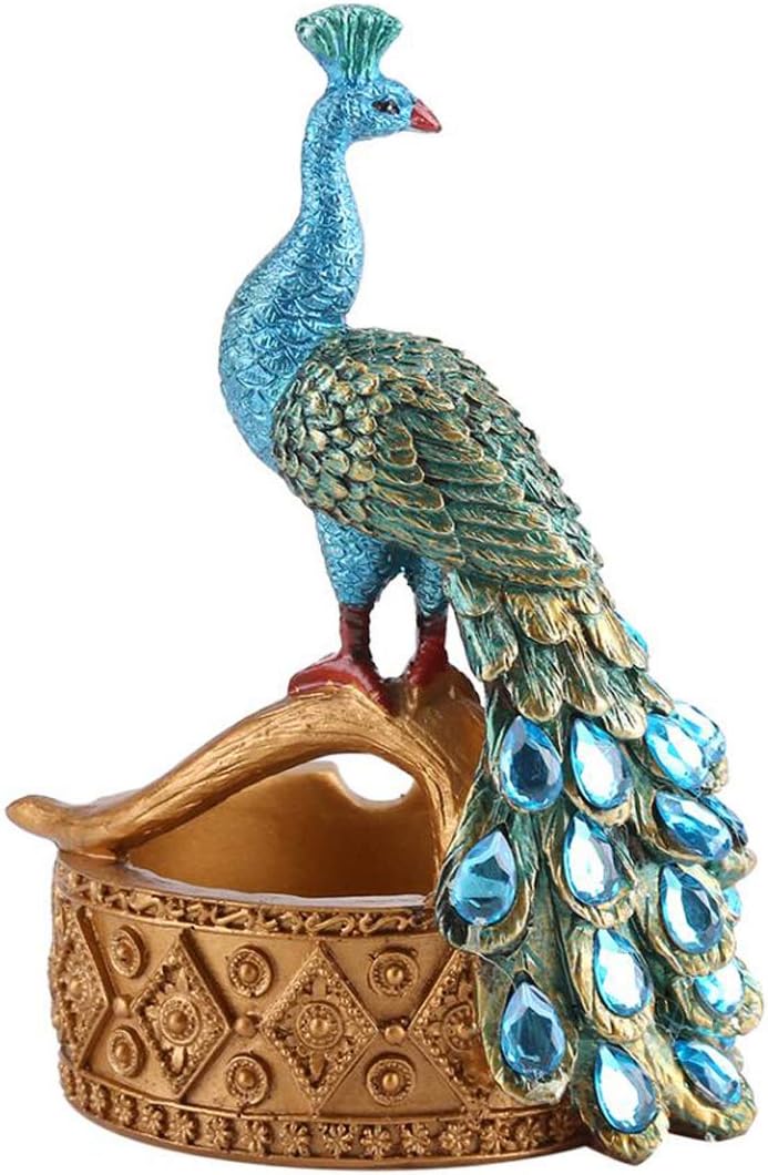 cheekyglo Modern Resin Peacock Ashtray Ornaments Figurines Peacock Ashtray Miniature Crafts Ashtray Decorations Business Gift Home Decor - Image 1