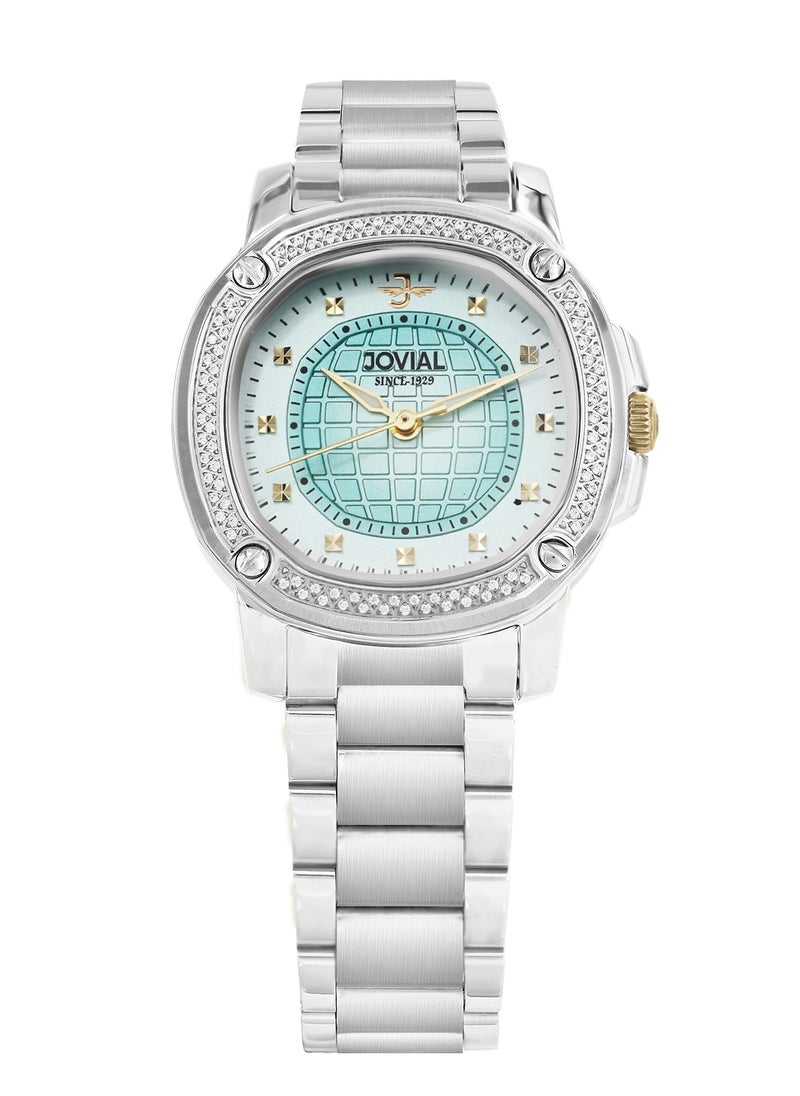 Jovial JOVIAL 5070 LSMQ04ZE Women's Fashion Watch Stainless Steel Band Watch, 28mm, Blue  - Image 1