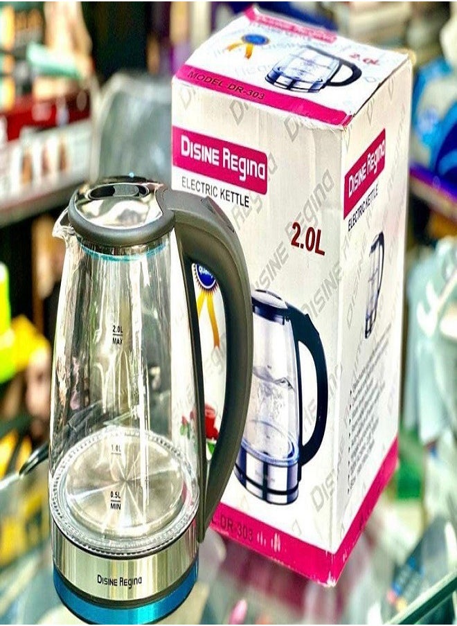 Disine Regina 2L Electric Glass Kettle with blue light  - Image 1