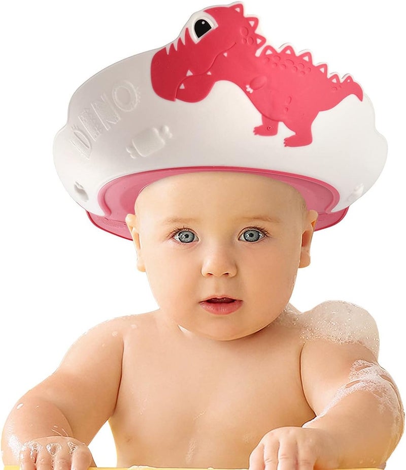FUNUPUP Baby Shower Cap Kids Shampoo Shower Bath Cap Adjustable Hair Washing Shampoo Shield Baby Visor for Eyes and Ears Protector Red