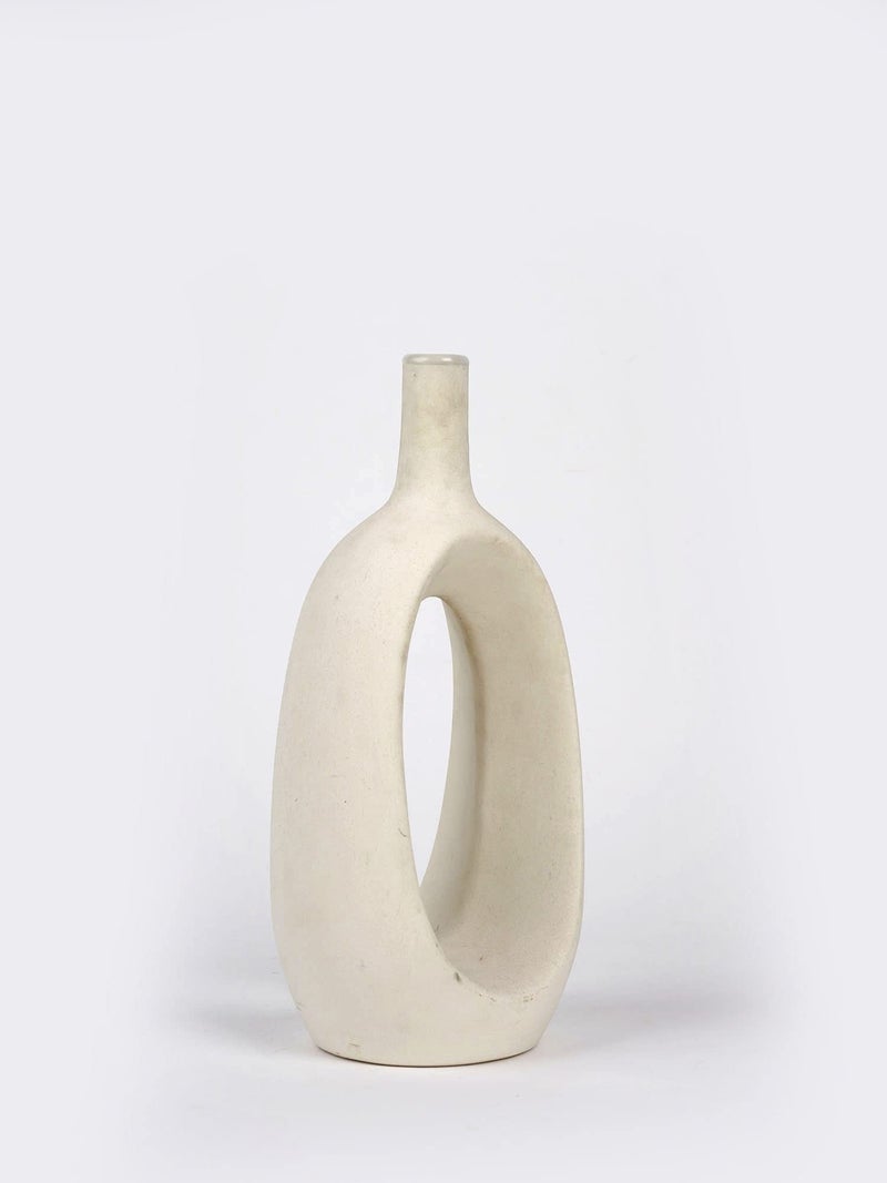 Purezento Modern Decorative Kieko Donut Vases for Home Decor | Centerpieces | Ofice with Unique Quality for Home Decor Center Table, Flowers Pot, Bedroom Side Corners (White,12 Inch) - Image 5