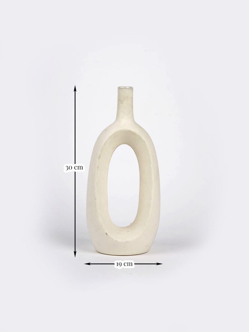 Purezento Modern Decorative Kieko Donut Vases for Home Decor | Centerpieces | Ofice with Unique Quality for Home Decor Center Table, Flowers Pot, Bedroom Side Corners (White,12 Inch) - Image 2