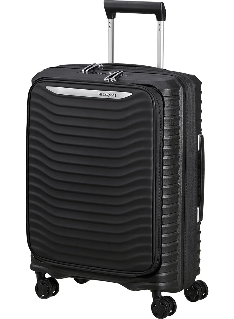 سامسونايت Upscape Suitcase Cabin Size 55 cm / 20 inch, 4 Spinner Wheels, Polypropylene, Black|Inner Mesh Pocket|Expandable|Removable Divider|TSA Lock|USB Port|Front Opening Laptop Access - 10 Years International Warranty