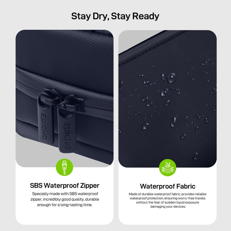 EPICKA Electronics Organizer Travel Case - Cable Organizer Bag for Travel Accessories, Tech Pouch for Cords, Charger, Adapter, Cables, Power Bank, Waterproof Storage Bag with Luggage Strap, Navy - Image 5