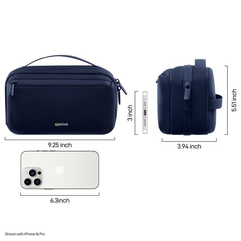 EPICKA Electronics Organizer Travel Case - Cable Organizer Bag for Travel Accessories, Tech Pouch for Cords, Charger, Adapter, Cables, Power Bank, Waterproof Storage Bag with Luggage Strap, Navy - Image 3