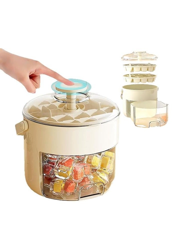 Ice Cube Tray Press Ice Cube Trays Double Layer 40 Gride Ice Cube Mold Ice Molds Cubes Ice Cube Trays with Lid and Bin Easy Release Ice Tray for Juice, Coffee,Cocktail