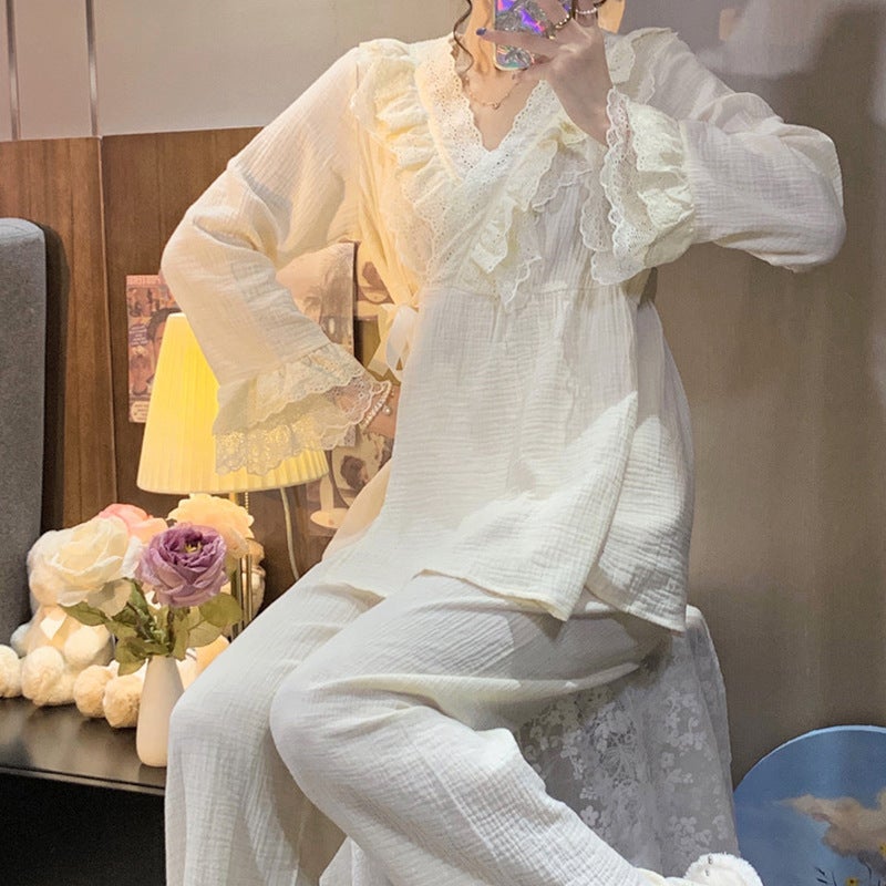 Pajamas for Women Autumn Palace Princess Style Long-Sleeved Suit Sweet and Cute Retro Kimono High-End Home Clothes Wholesale - Image 1