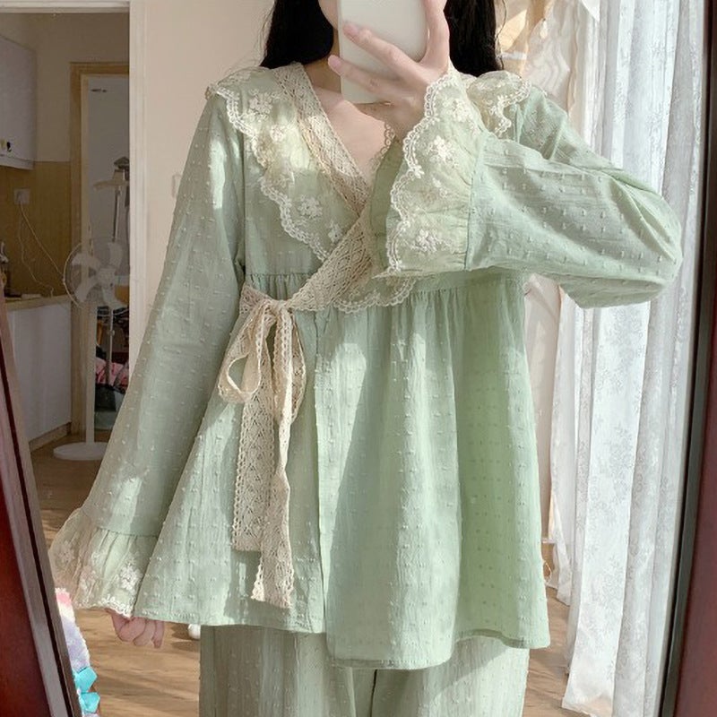 Pajamas for Women Autumn Palace Princess Style Long-Sleeved Suit Sweet and Cute Retro Kimono High-End Home Clothes Wholesale - Image 5
