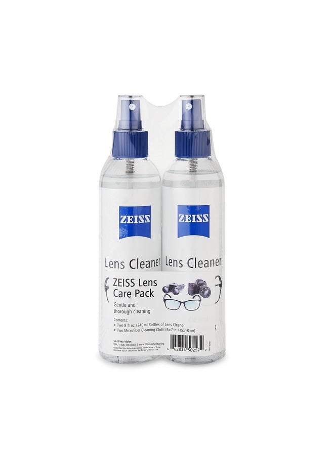 Zeiss - Lens Care Pack - 2-8 Ounce Bottles of Lens Spray, 2 Microfiber Cleaning Cloths - Image 1