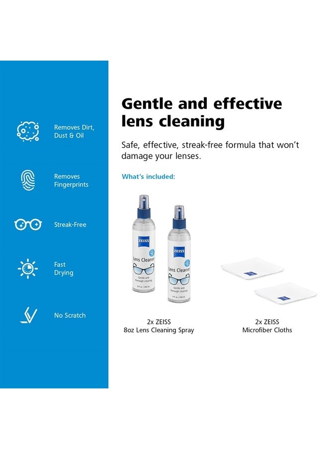 Zeiss - Lens Care Pack - 2-8 Ounce Bottles of Lens Spray, 2 Microfiber Cleaning Cloths - Image 1