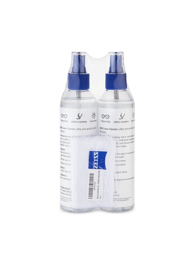 Zeiss - Lens Care Pack - 2-8 Ounce Bottles of Lens Spray, 2 Microfiber Cleaning Cloths - Image 1