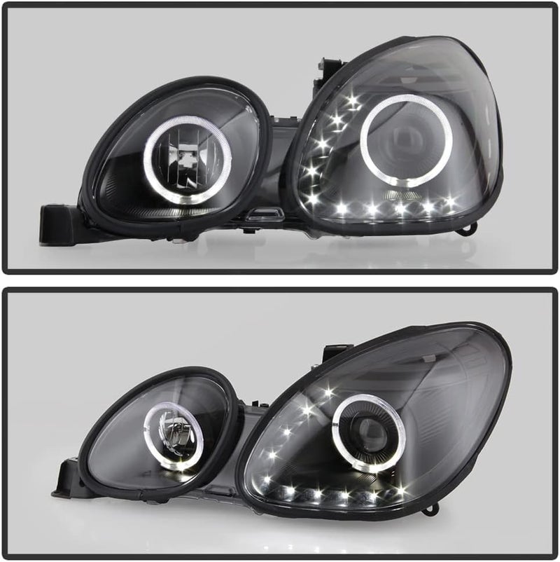 ACANII LED Halo Projector Headlights for 1998-2005 Lexus GS300 GS400 - Driver & Passenger Side - Onyx Black - Image 5
