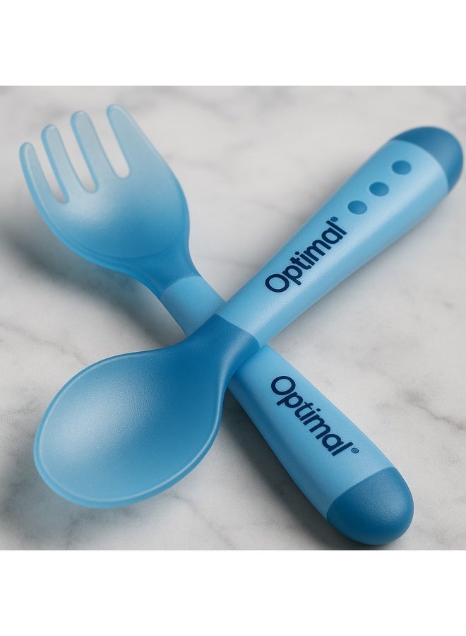 Optimal ملعقة وشوكة سيليكون مرنة، 4M+، أزرق - Image 3
