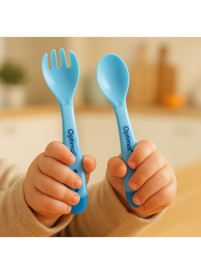 Optimal ملعقة وشوكة سيليكون مرنة، 4M+، أزرق - Image 2