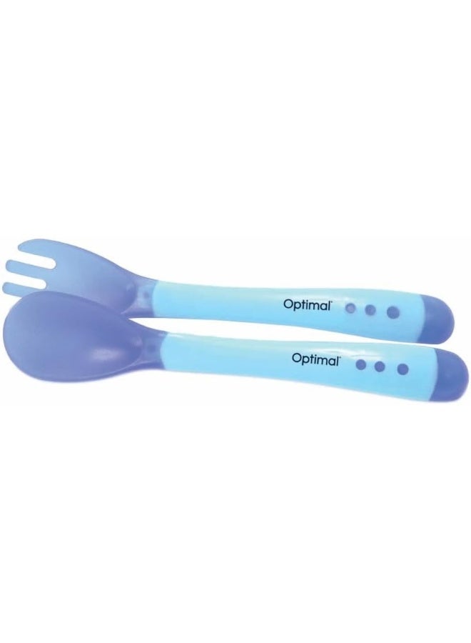 Optimal Flexible Silicone Spoon and Fork, 4M+, Blue - Image 2