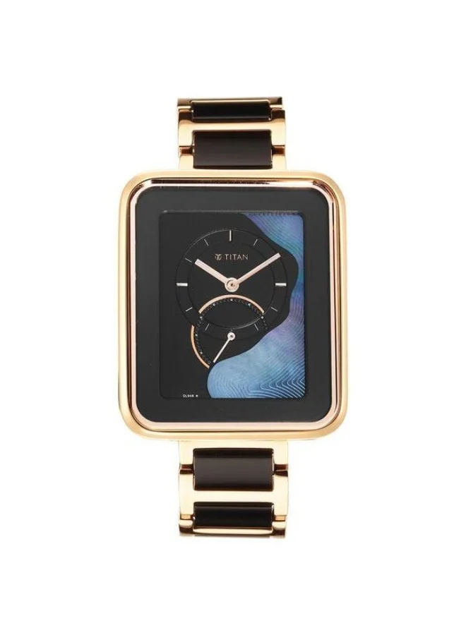 TITAN Wander Quartz Analog Two Toned Black & Blue Mother of Pearl Dial Two Toned Black & Rose Gold Metal Strap Watch for Women - 2676WD01