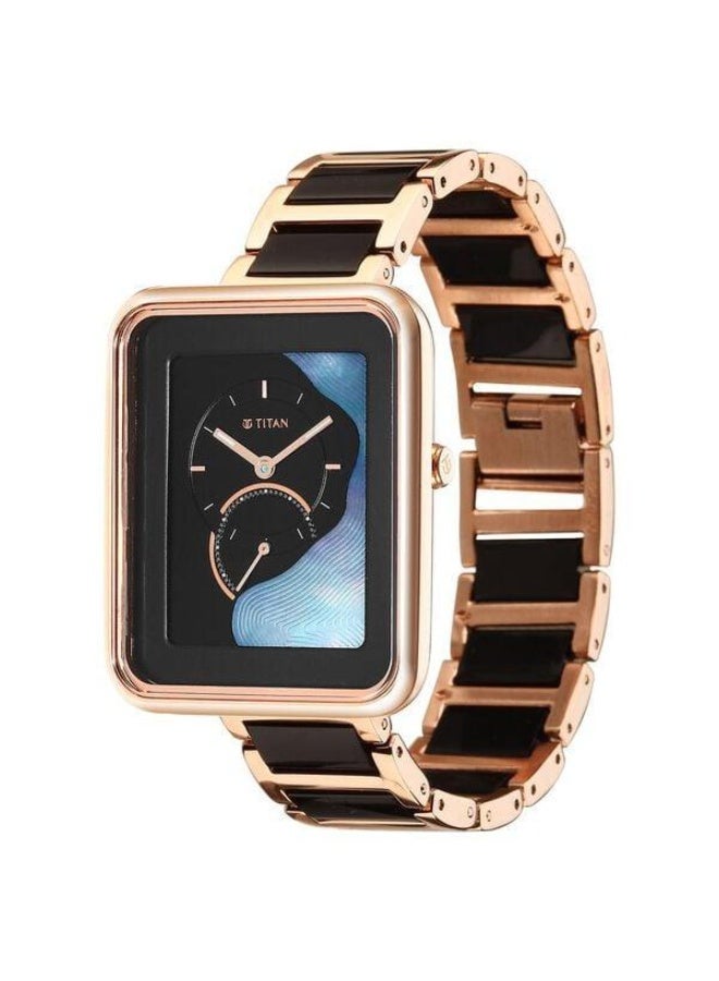 TITAN Wander Quartz Analog Two Toned Black & Blue Mother of Pearl Dial Two Toned Black & Rose Gold Metal Strap Watch for Women - 2676WD01 - Image 3