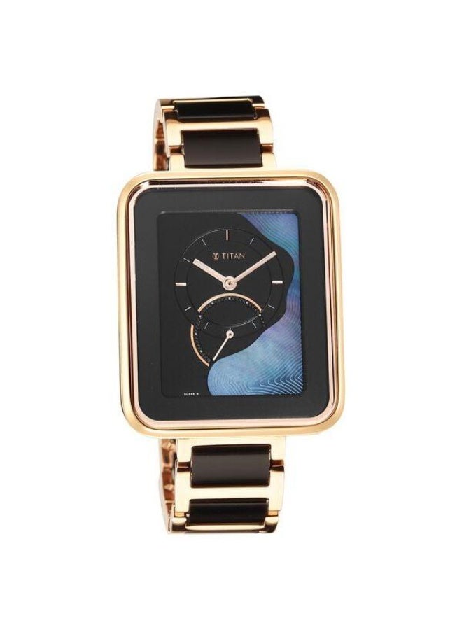 TITAN Wander Quartz Analog Two Toned Black & Blue Mother of Pearl Dial Two Toned Black & Rose Gold Metal Strap Watch for Women - 2676WD01 - Image 1