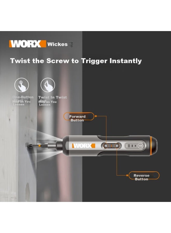 WORX ووركس ميني مفك براغي كهربائي منزلي Wx240 عزم دوران عالي كهربائي دفعي قابل لإعادة الشحن مجموعة أدوات كهربائية بدء التشغيل - Image 1