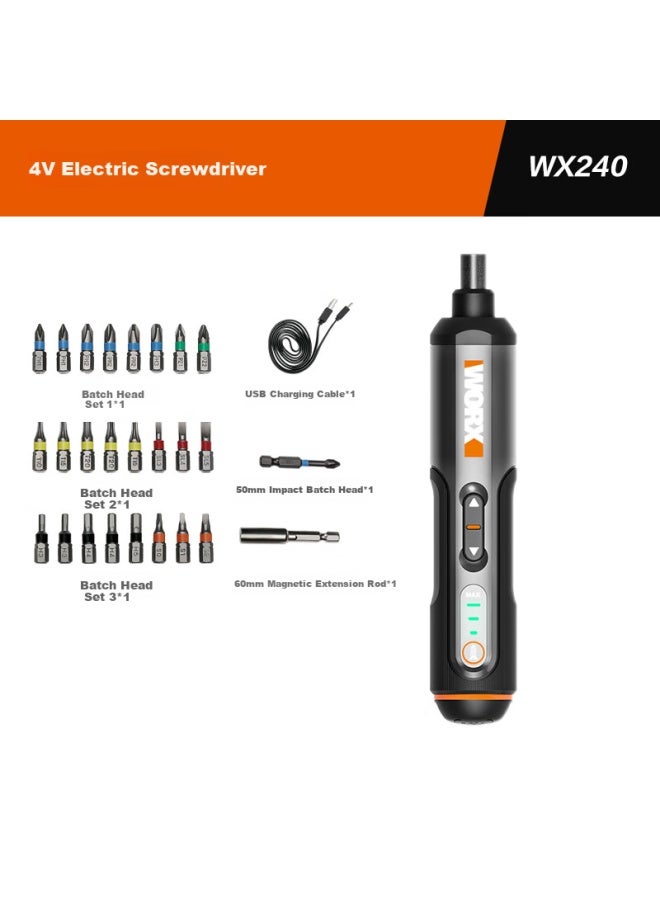 WORX ووركس ميني مفك براغي كهربائي منزلي Wx240 عزم دوران عالي كهربائي دفعي قابل لإعادة الشحن مجموعة أدوات كهربائية بدء التشغيل - Image 2